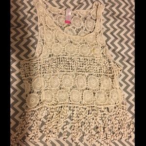 White see through bathing suit cover shirt